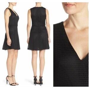 Charles Henry Fishnet Mini Dress Sz XS Sleeveless Fit & Flare Mesh Black NWD B9